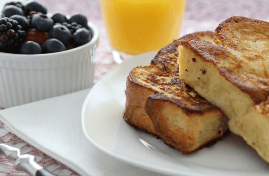 Eggnog French toast on breakfast table