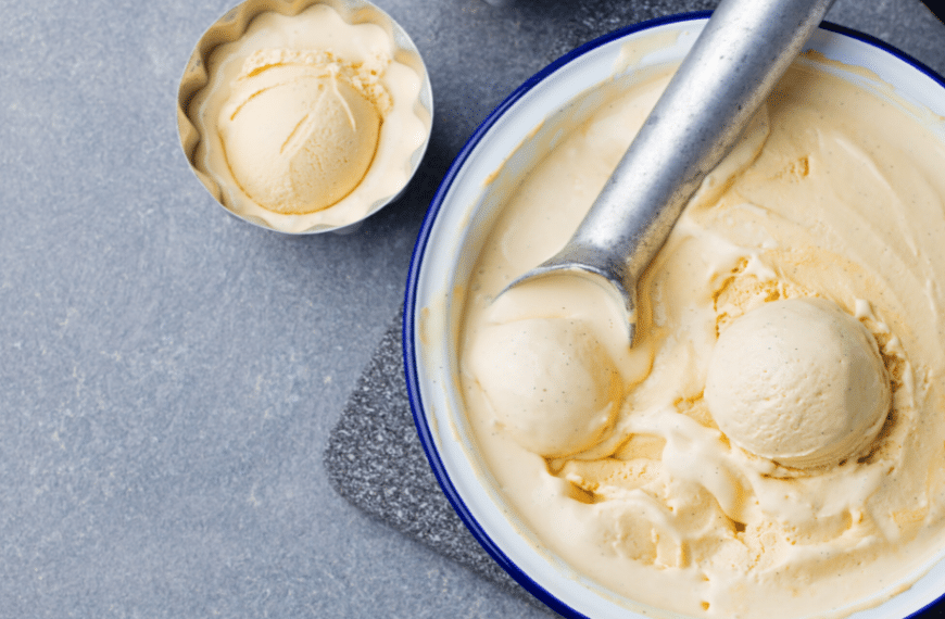Picture of ice cream being scooped out of a bowl